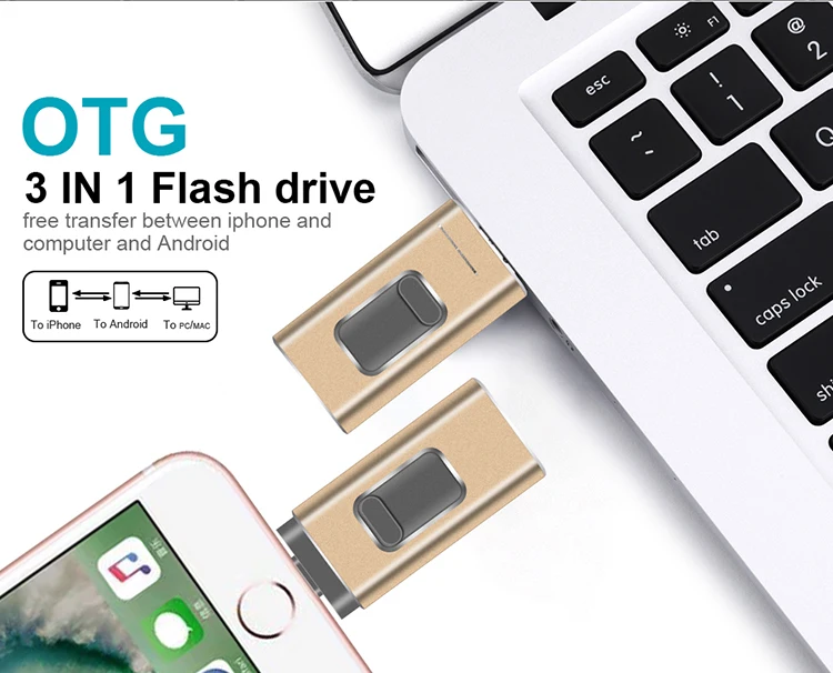 Santoda new otg 3.0 Custom Metal 16GB 32GB 64GB 4 in 1 USB flash drive pen for Android type C iphone usb key - ANKUX.COM