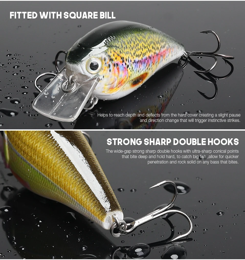 Topwater Fishing Lures Saltwater 2.5 Inch 14.5g Square Bill Fishing Crankbait Deep Lure Blanks
