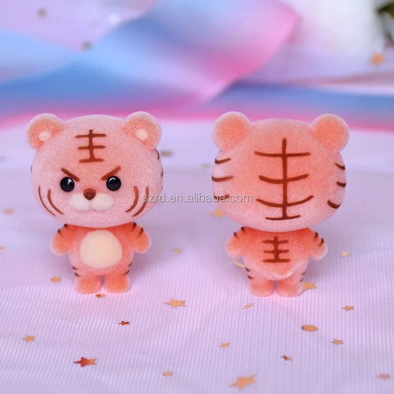 oem 制造迷你粉红色老虎大眼睛植绒玩具