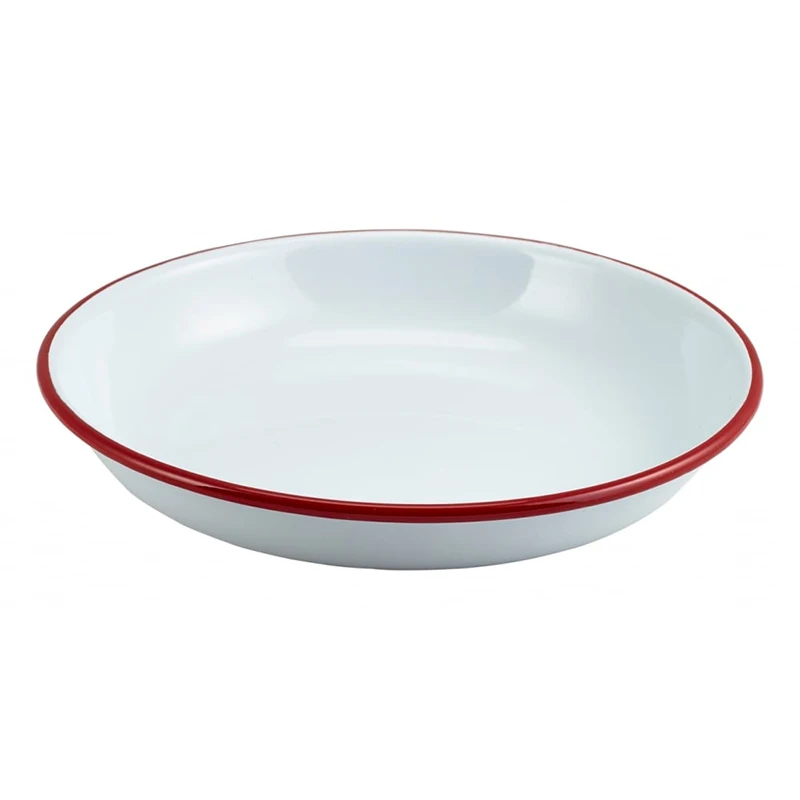 Wholesale Restaurant Enamel Metal Dinner Round Plates With Custom Logo