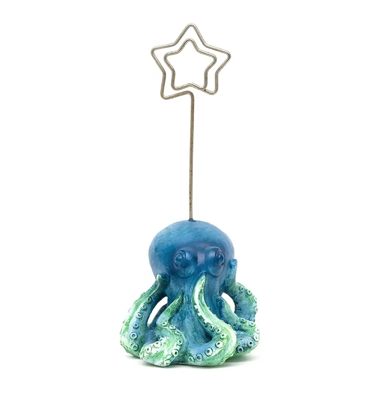 
Wholesale personalized decoration gift Polyresin card holder 3d octopus animal shaped ring holder 