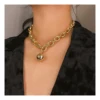 Euro-American Accessories Punk Exaggerated Thick Key Chain Metal Custom Short Necklace Sweater Simple Blank Metal Key Chain Ball