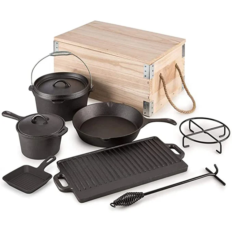 Iron Cast Outdoor Parini Non Stick Camping Pot Cookware 7 Sets Buy