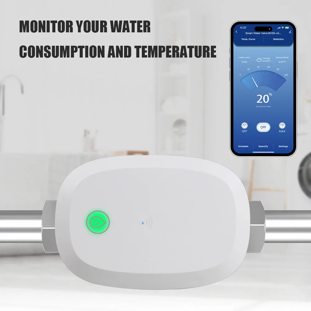 Tuya App-Controlled Smart Water Shutoff Valve WiFi Intelligent Home Device for Monitoring Water Consumption Temperature Leakage