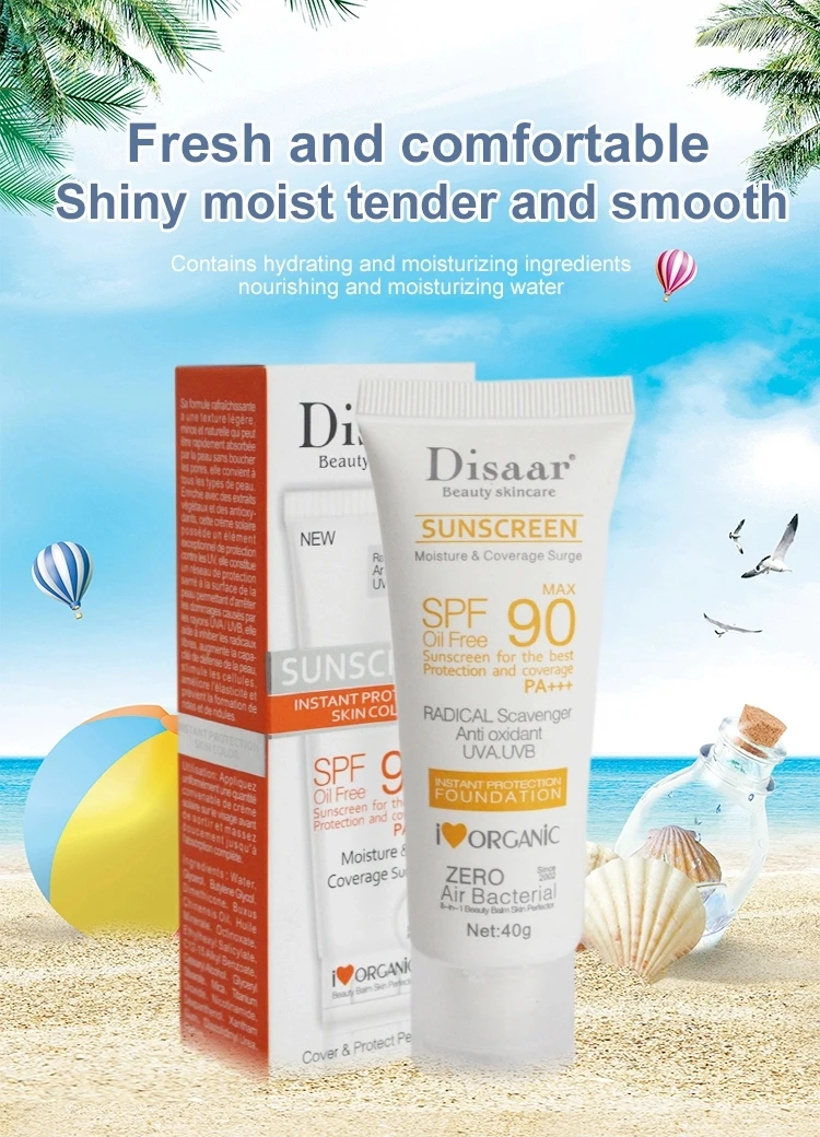 Disaar Spf 90 Sunblock Moisturizer Whitening Organic Sunscreen Cream