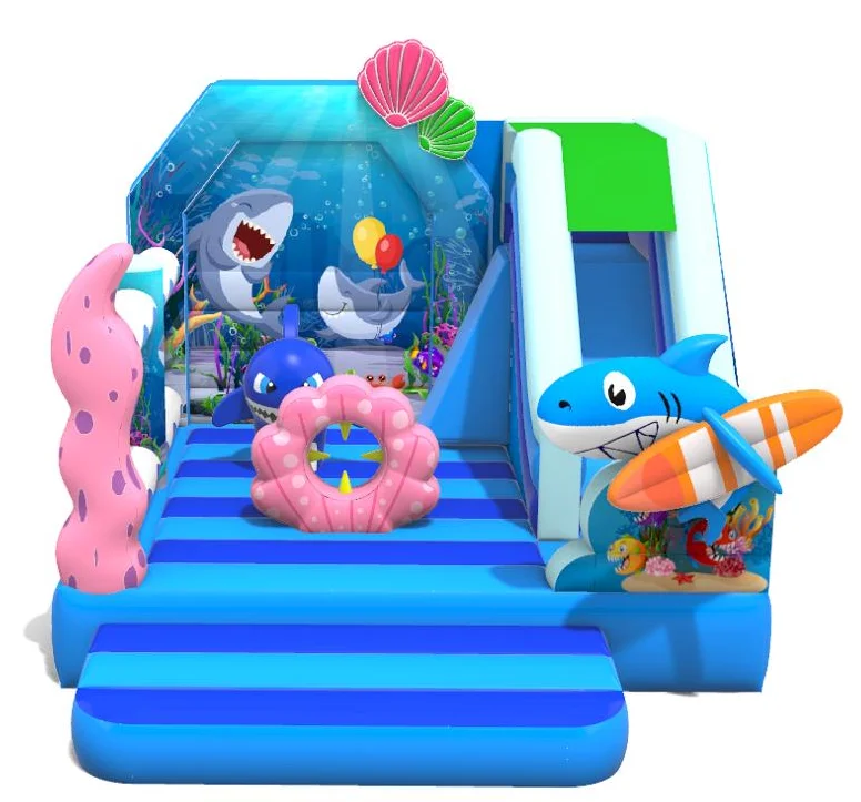 Commercial PVC Material Inflatable Railway City Castle Playground ...