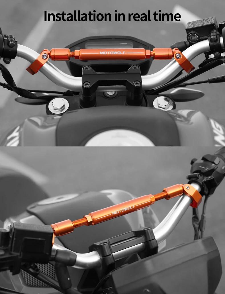 Dingln Aluminum Alloy Motorcycle Cross Bar Balance Handlebar Motorbike Accessories With Compass Black 