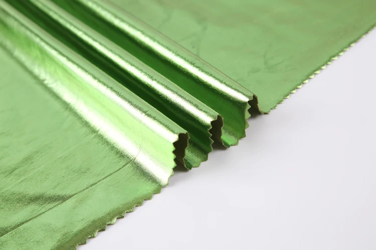 Foil Printing Shiny Lycra Polyester Spandex 4 Way Stretch Fabric