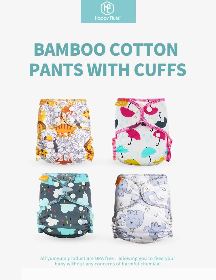 Happyflute Organic Cotton Newborn Diapers Tiny Aio Cloth Diaper Waterproof Pul Velvet Newborn