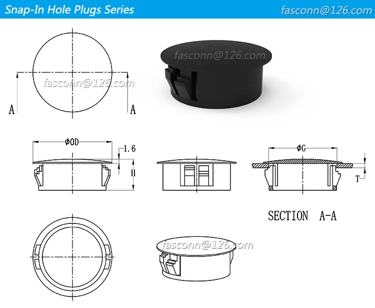Hole Plugs,Nylon Snap In Type Locking Hole Button Cover,Domed Snapfit
