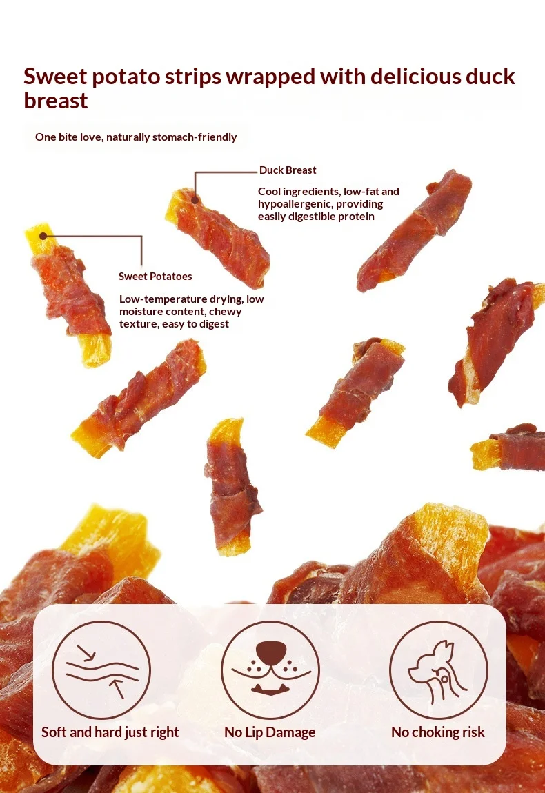 Dog Snacks Duck Sweet Potato Molar Pet Puppy Dental Cleaning Nutrition Training Rewards Made in Shandong manufacture