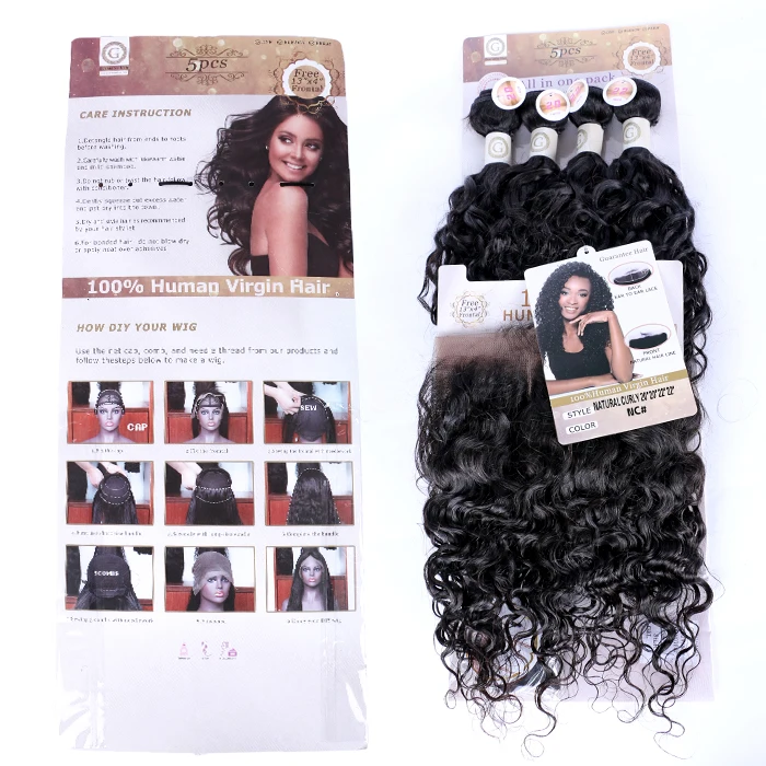 Packet Hair Natural Wave 100 Human Hair 4 Bundles And One Frontal One