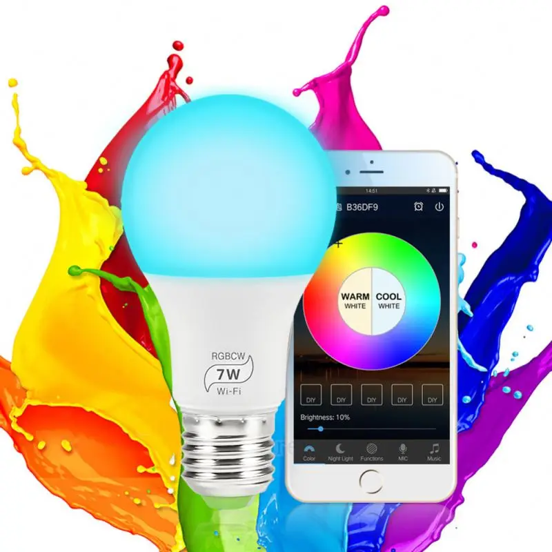 WiFi RBG bulb Smart led Bulb 7W AC220-240V/100-110V Voice Control by Alexa Google Magichome LED smart bulb E27 Magichome smart