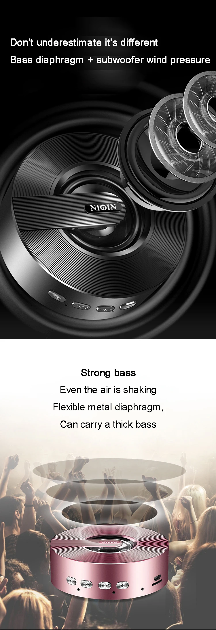 Custom color changing super bass mini bluetooth speaker - ANKUX.COM