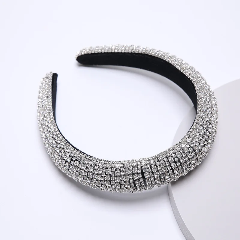 奢华闪亮的加厚钻石水晶发带派对发饰彩色金光闪闪的水钻发带女士发带