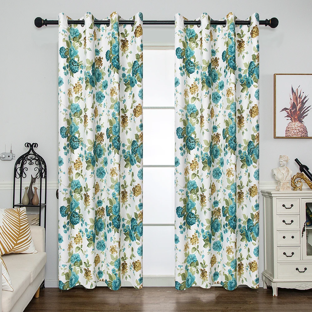 Ready Made Blooming Flower Floral Pattern Turquoise Blue Gold Fancy Curtains Set For Living Room Buy Ready Made Curtain Blooming Flower Pattern Curtain Turquoise Blue Gold Curtain Product On Alibaba Com