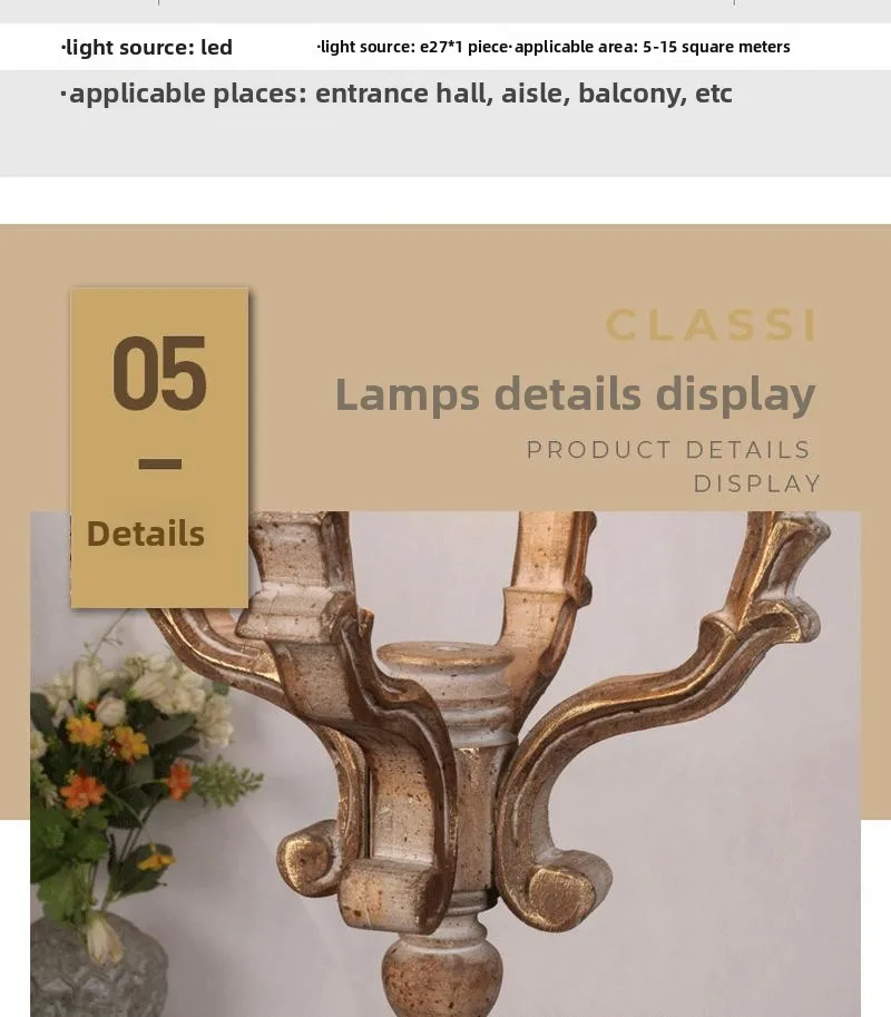 product american country style solid wood single head pendant light vintage small gold trim for clothing store dining room light-14
