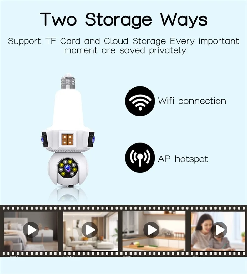 V380pro E27 Wireless Mini Camera Bulb Night Vision Function 3Screen 360 Full-Color 3MP HD Light Camera OEM Real Shenzhen Factory