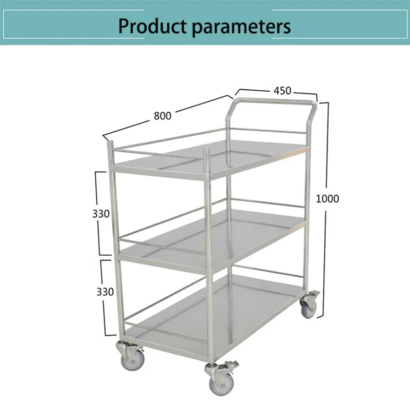 Hospital Surgical Instrument Cart Stainless Steel Three Layer Medical