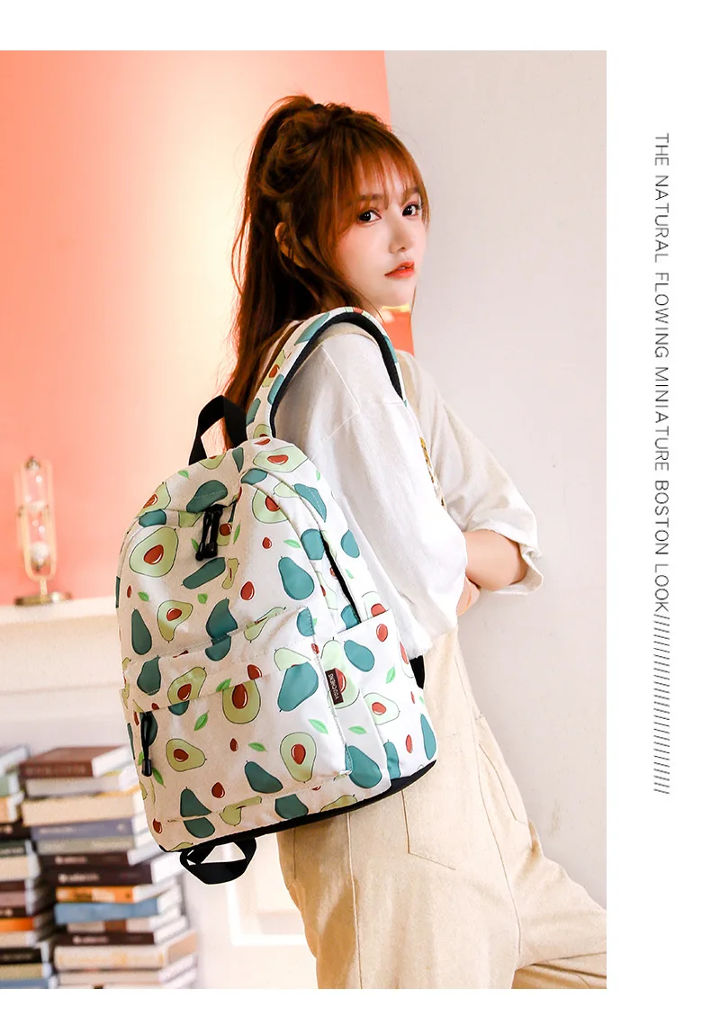Fashion High Quality Polyester Fruit Print Backpack Girl Daily Fashion Laptop Bag for College