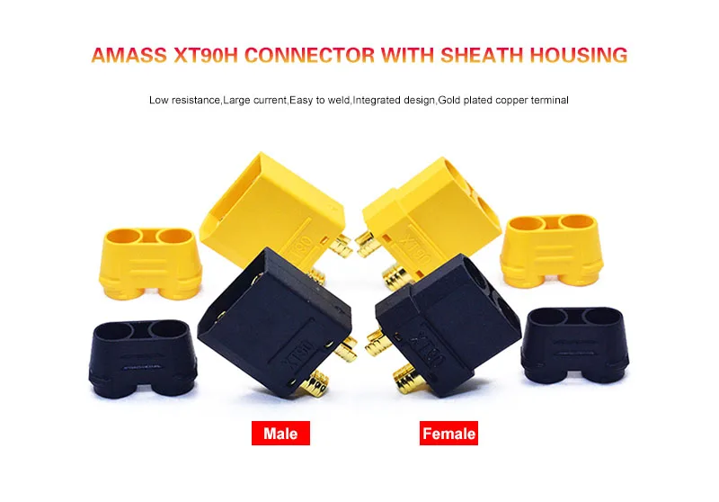 Amass Xt90 Plug 4.5mm Gold Plated Banana Connector Xt90h With Sheath