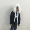 Fashion black surface and white rax rabbit fur lining children boys fur parka