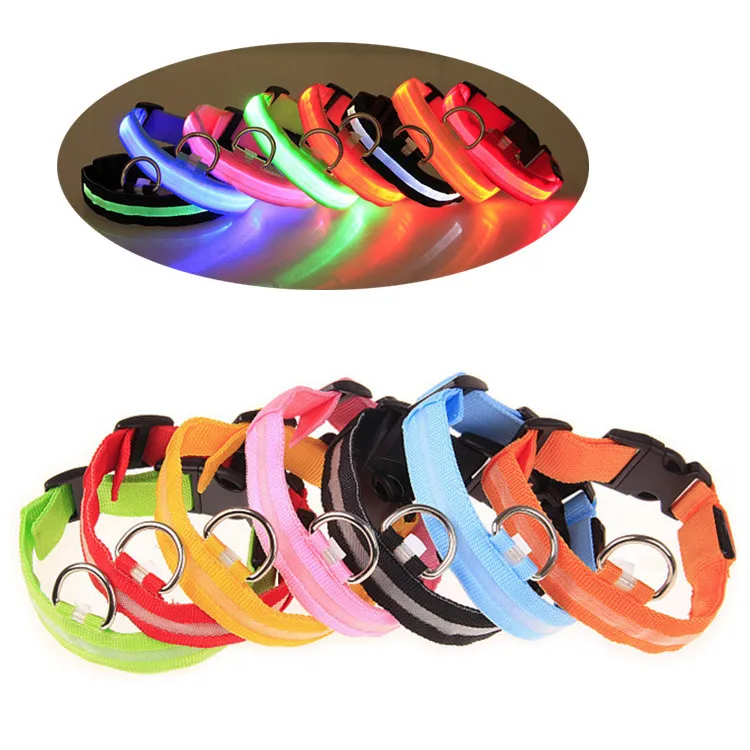 Amazon Hot USB Rechargeable Nylon Webbing Adjustable Glowing Pet Flashing Light Up LED Dog Collar