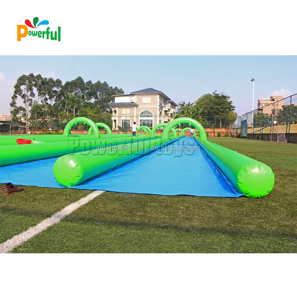 Two lane 100m inflatable slip n slide water party inflatable belly slide for sale