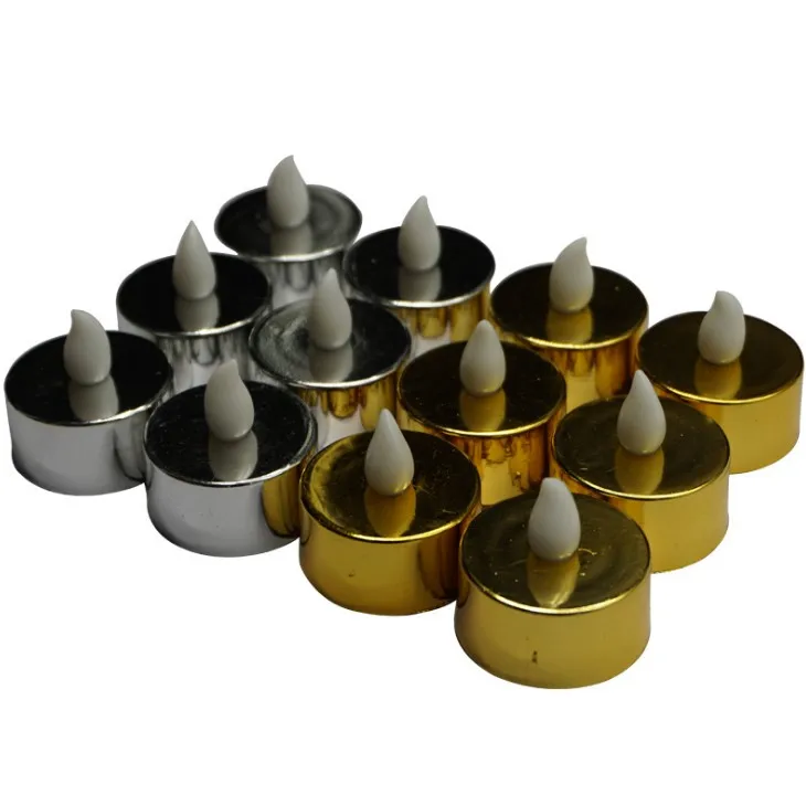 silver Gold LED Tea Light Candles Set of 24  Metallic flameless Candles