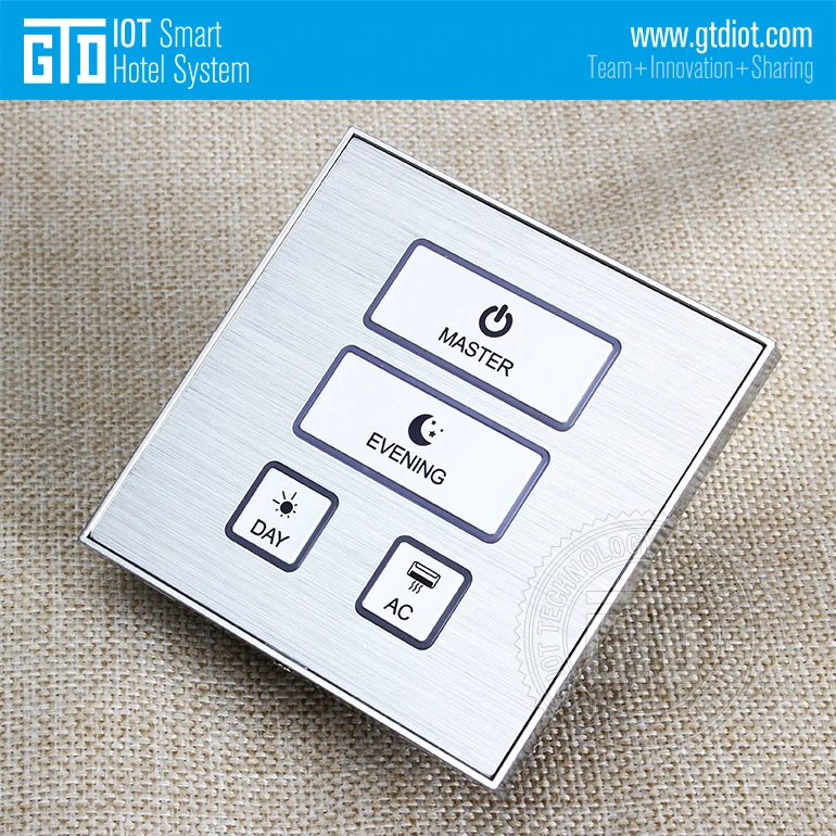 Hotel Luxury Metal frame push button centralized on line control 12V DC RS485 MODBUS Modbus switch