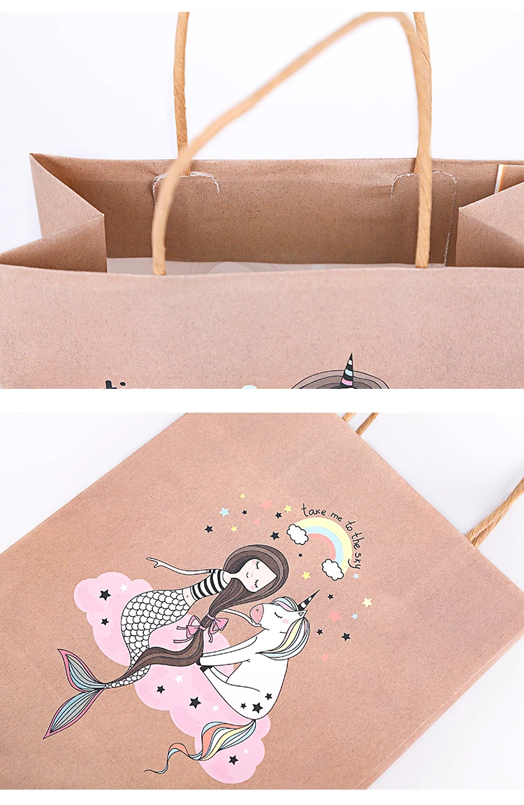 High quality machine made recycled gift brown kraft paper shopping bag