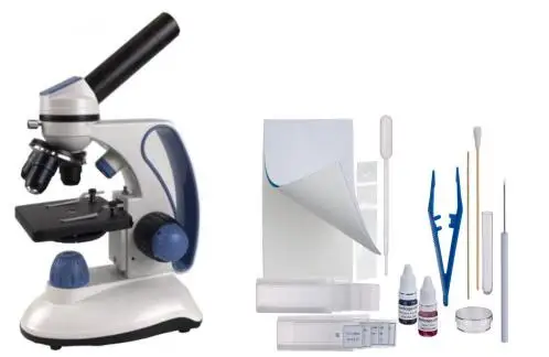 NP-EM009 400X Cordless LED Compound Microscope + Slide Preparation Kit + Cleaning Kit