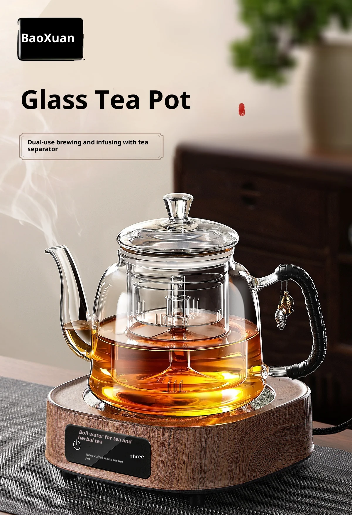 1200ml High Borosilicate Glass Boiling Teapot With Infuser Large ...