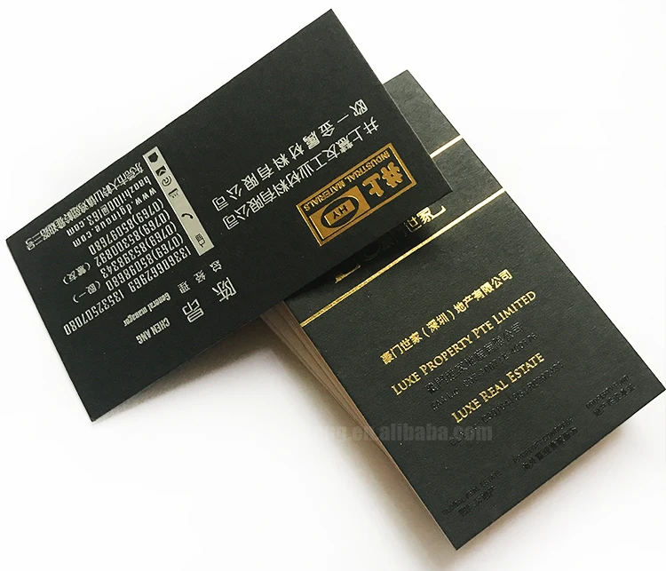 Custom Black Card Paper Cards With Gold Edge Printing Black Business