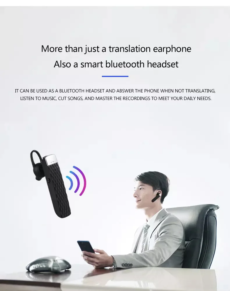Wireless comfortable wear HiFi sound language translator earphones T2 for mobile sports - ANKUX.COM