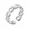 Serial Love 925 Silver Plated Open-End Adjustable Ring