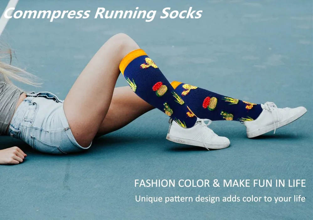 wholesale custom 20-30mmhg colorful football medical knee high running cycling sport nurse travel compression socks for mens