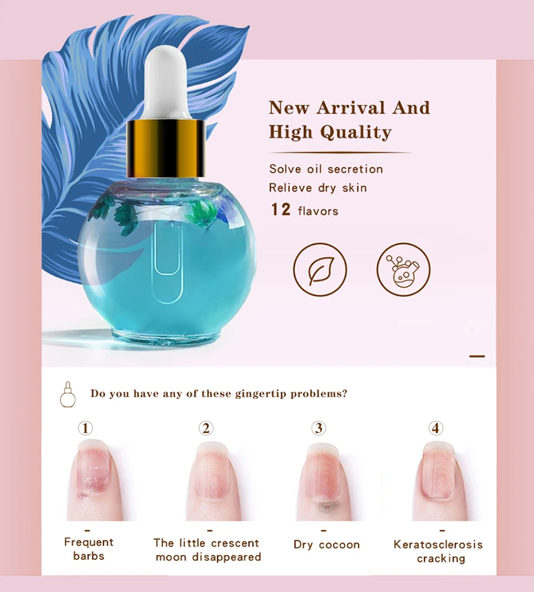 Ec Cosmetics Good Cuticle Oil Bottle With Dry Flowers Apple Fragrance