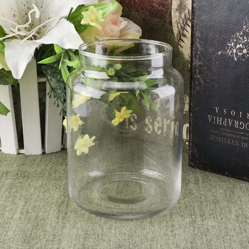 High clear glass candle jar tin home decor