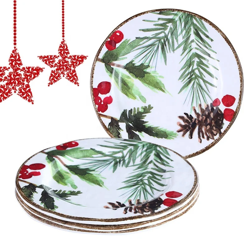 Christmas Melamine Dinnerware Sets Holiday Plates Dishes Sets 11