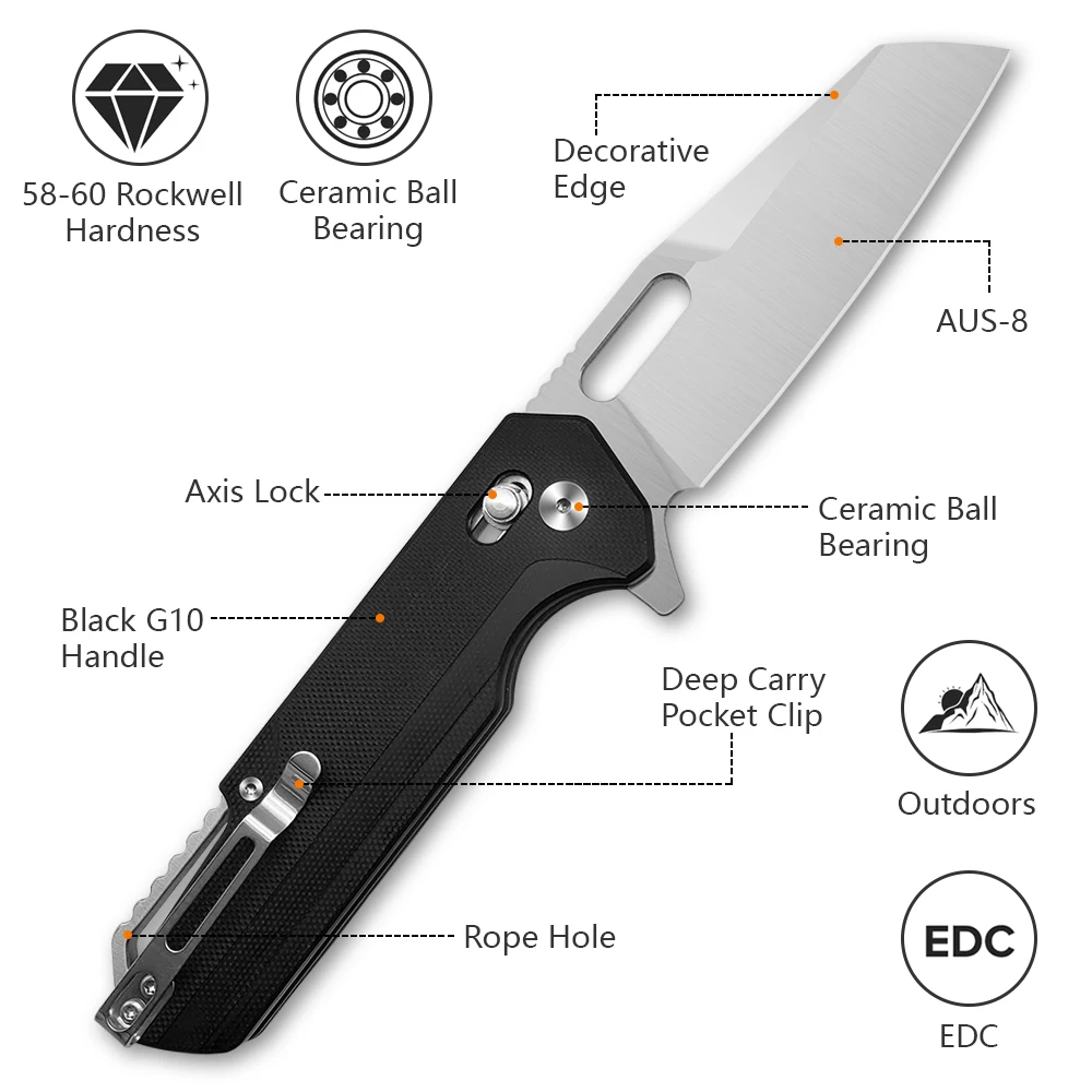 High Quality Tactical Knife G10 Handle D2 Blade Tactical Pocket Outdoor