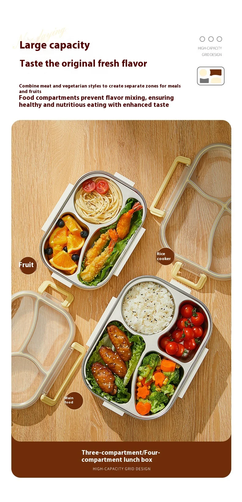 304 Stainless Steel Insulated Portable Lunch Box 1-3L Eco-Friendly ...
