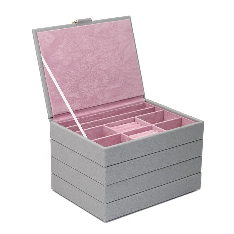 Popular light color stacker style pu leather jewelry storage box-7.jpg