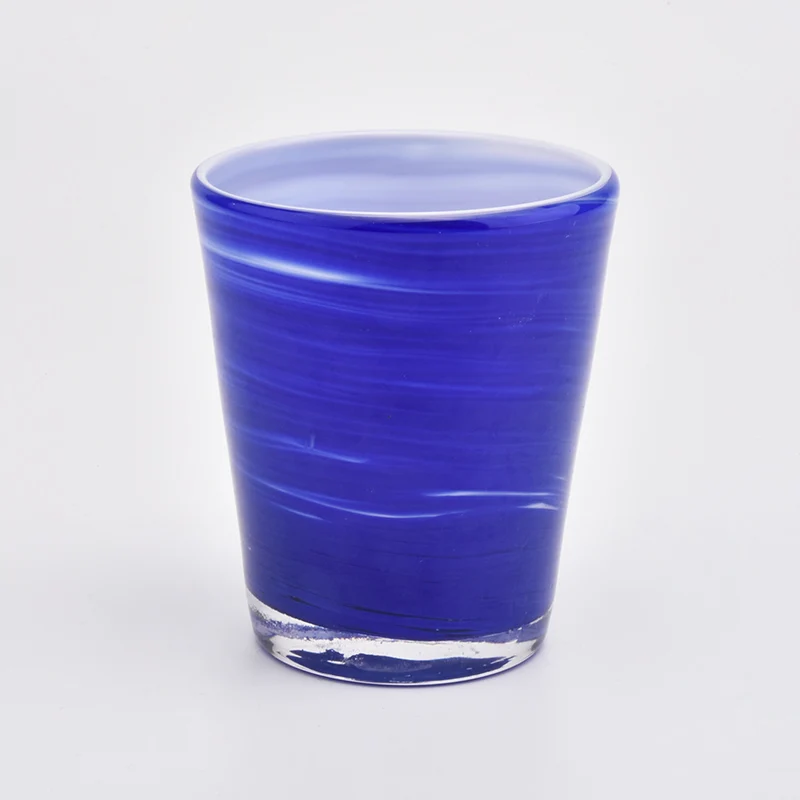 Wholesales 9oz Blue and White Glass Votive Candle Holders Soy Wax Container Home Decor