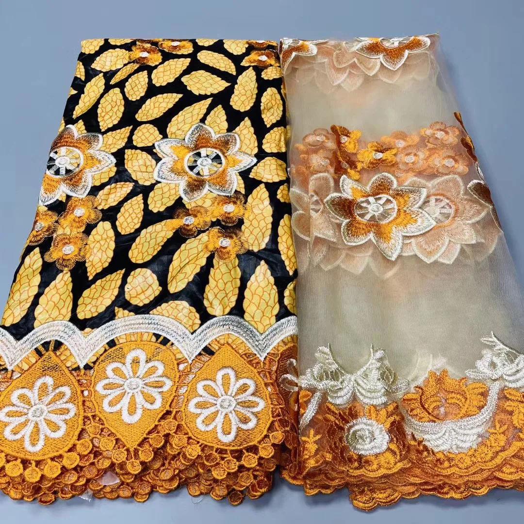 Swiss Voile Saree Border Lace Nigerian Embroidered Bazin Fabric 100