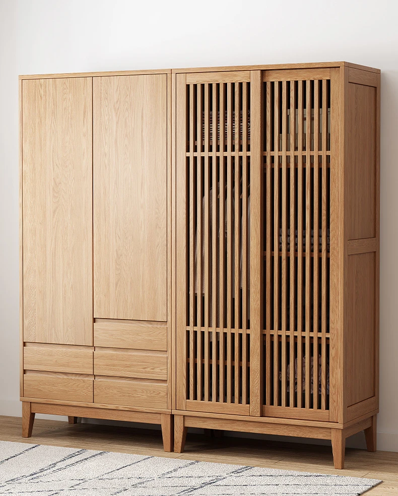 product-Modern OEM supported bedroom furniture solid wooden wardrobe with 2 hollow doorsclothes stor-2