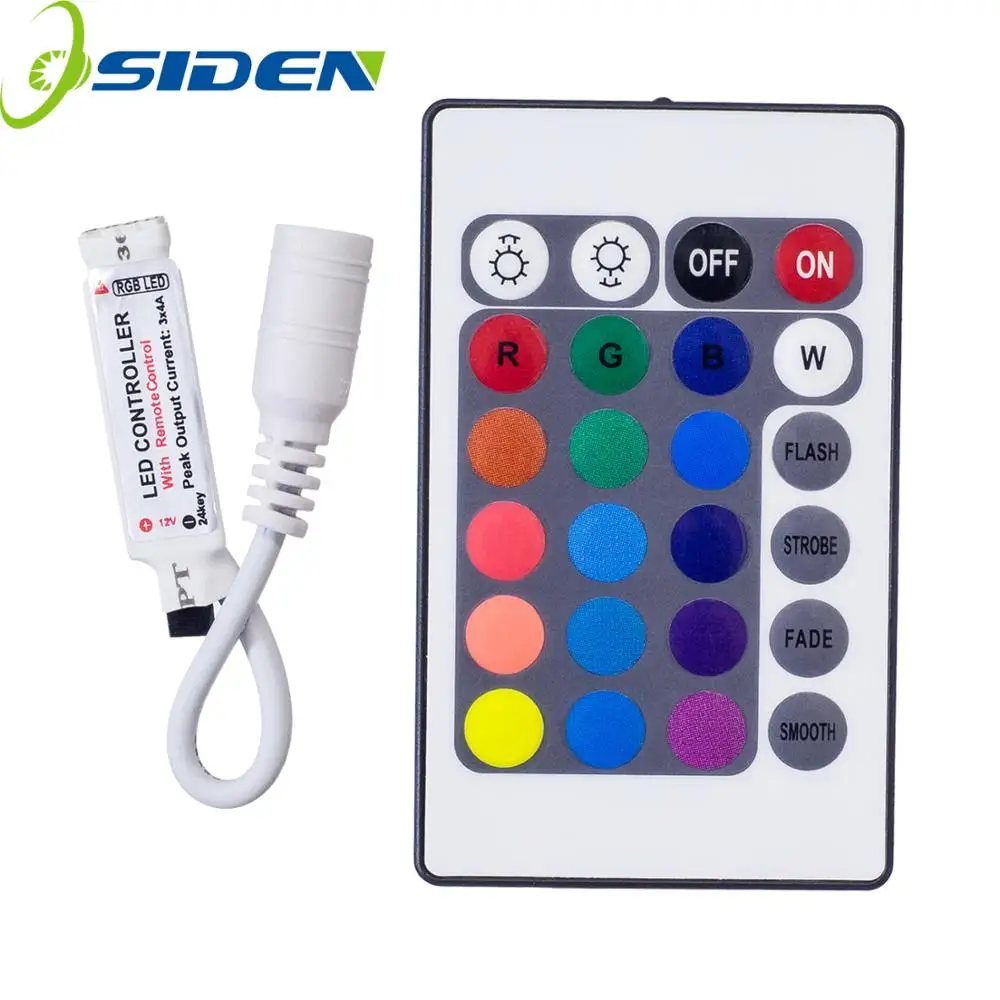 DC12V 6A 3x2A 24Key Mini IR Remote RGB LED Controller For Flexible Tape SMD3528 5050 RGB LED Strip Light