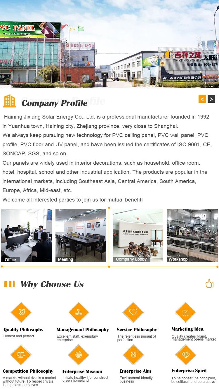 400*8 Customized Interior Ceiling Tiles PVC Wall Panel