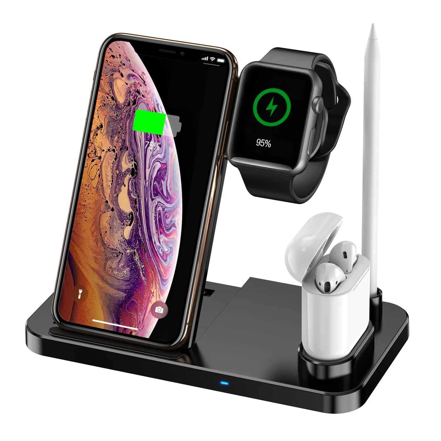 4 In 1 Foldable 10w Wireless Charging Desk Holder For Iphone Iwatch