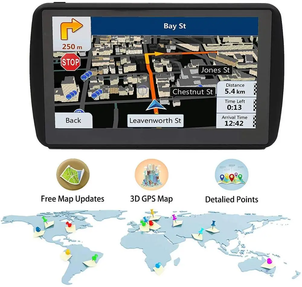 7 Inch Portable Gps Navigation System For Car Locator Navigation Free ...